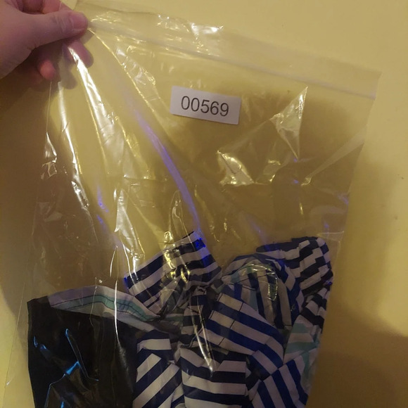 Hunter for Target-Hooded Half Zip Rain Jacket-Sz M kids Blue Teal striped Pull - Picture 11 of 11